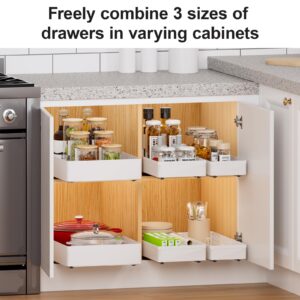 Delamu 3 Pack Pull Out Cabinet Organizer, 15.7"Deep Pull Out Drawers for Cabinets, Slide Out Drawers for Kitchen Cabinets, Bathroom Cabinet Organizer, Pantry, Cabinet Roll Out Drawers Shelf Storage