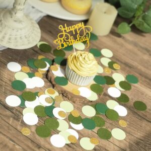 Green Confetti Golden Greenery Glitter Paper Scatter Table Decoration Surprise Craft Supplies Birthday Party Bridal Baby Shower Party Wedding Gift Circle Dots Decor 200 Pcs