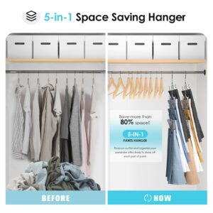 Skirt Hangers with Clips, Jadkysarh 5 Tier Pants Skirt Hangers Space Saving Multi Shorts Hangers with Adjustable Clips Closet Organizer and Storage for Jeans, Leggings - 2 Pack