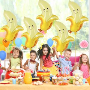 Banana Balloons, 6 Pcs Cute Banana Foil Balloons, 28 Inch Large Cute Fruit Mylar Balloons for Banana Themed Party Decoration Birthday Baby Shower