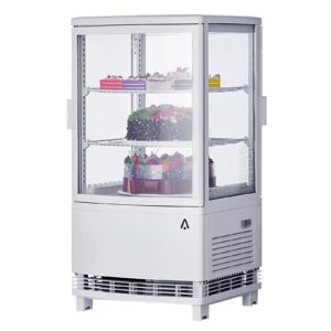 takywep commercial refrigerator display case 2 cu.ft, two glass door display refrigerator display fridge, countertop/floor refrigerator with led lighting, adjustable shelves, double-layered glass