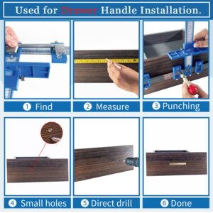 King&Charles Cabinet Hardware Jig, Cabinet Handle Jig + Automatic Hole Punch + Point Drill Bits, Cabinet Jig for Handles and Pulls on Drawers/Cabinets, Cabinet Hardware Template Tool Perfect Set.