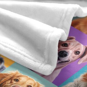 Naniopick Happy Dogs Print Throw Blanket 350 GSM Puppy Blanket Throw Gifts for Kids Baby Girls Boys Pet Breathable Fluffy Flannel Blanket for Sofa Couch Birthday Graduation 50x60in