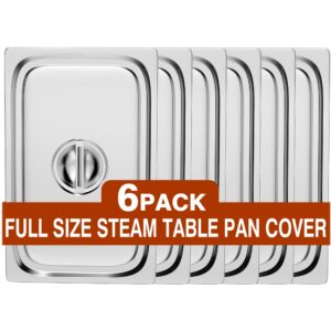 wantjoin 6-pack full size hotel pan cover,lid with handle, stainless steel steam table pan lid,food pan cover, catering food pan cover,chafer pan cover,chafing pan cover