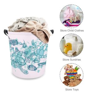 GACTIVITY Tropical Fish and Sea Turtle Laundry Hamper,Laundry Basket,Waterproof Storage Bin for Bedroom,Clothes Organizer Basket,Toys Box,Room Decor