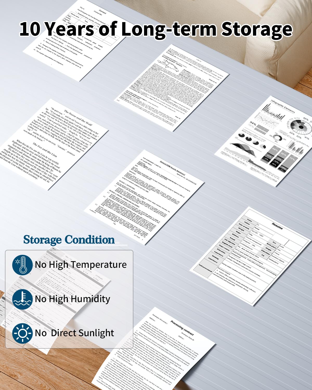 US Letter Thermal Paper - 8.5” x 11” Quick-Dry Letter Paper, Compatible with Phomemo M08F-Letter M832 M831 M833 M834 M835 Q301 Q302 & Brother-Letter Thermal Printer for Documents Contracts, 200 Sheets