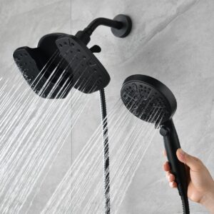 INAVAMZ Black Shower Heads with Handheld Spray Combo 2.5GPM: 10” Rainfall Shower Head & Detachable Shower Head, 10 Spray Settings Handheld Shower Head with ON/OFF Switch and 15-Stage Filter