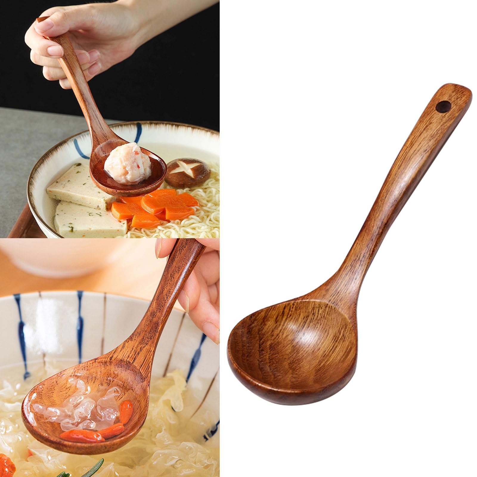 YPBEW Wood Soup Spoon Wooden Long Soup Ladle Rice Sugar Spoon Porridge Spoon Natural Wooden Spoon For Eating Mixing Wooden Porridge Spoon