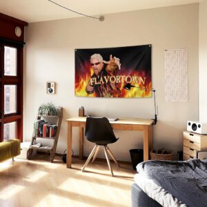 Generic Flavortown Guy Funny Flag 3X5FT Banner,Man Cave Wall Flag for College Dorm Room Frat Outdoor Parties Gift Tailgates,with 4 Brass Grommets.