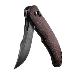 cohesion pocket knives & folding knives - d2 steel blade micarta handle reversible pocket clip, edc knife for camping