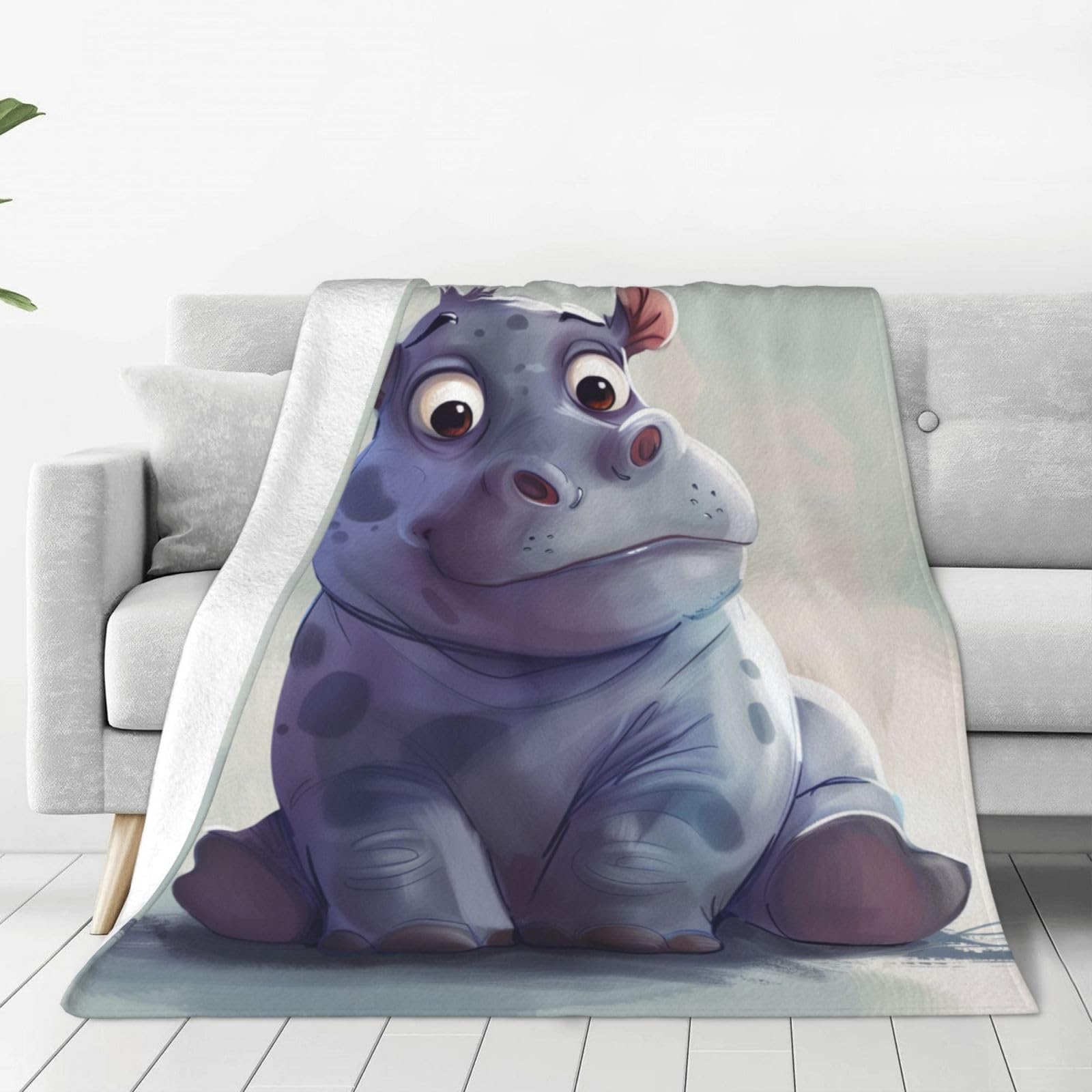 Turamurra Cute Hippo Blanket Gifts for Kids Girls Boys Soft Warm Lightweight Cozy Cartoon Animal Throw Blankets for Bed Sofa Living Room Couch Home Decor 50"x60"