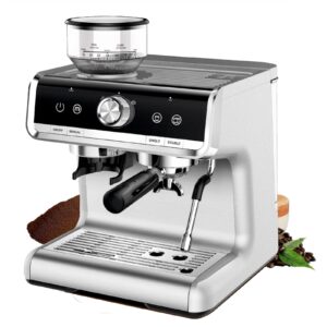 espresso machine with grinder - 20 bar pressure, brushed stainless steel, espresso coffee maker with milk frother, for home barista, commercial cappuccino machines use, ideal for work, breakfast