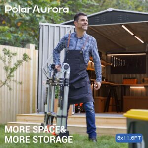 Polar Aurora 8 x 12 FT Outdoor Storage Shed, Metal Garden Shed with Updated Frame Structure, Tool Sheds for Backyard Garden Patio Lawn Black