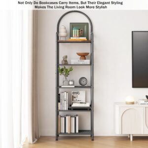 COVAOQD Book Shelf 5 Tier Slim Bookshelf Standing Shelf Slim Shelving Unit for Bedroom, Bathroom, Home Office