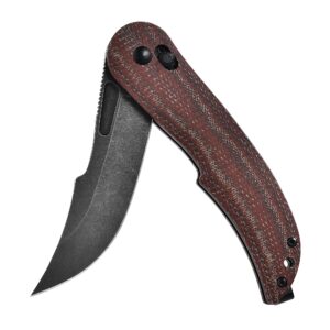 Cohesion Pocket Knives & Folding Knives - D2 Steel Blade Micarta Handle Reversible Pocket Clip, EDC Knife for Camping