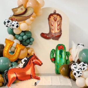 Western Themed Party Balloons Horse Horseshoe Boot Cowboy Hat Balloon Cactus Balloons Wild West Western Baby Shower First Rodeo Birthday Bachelorette Party Decor Supplies 5 Pcs