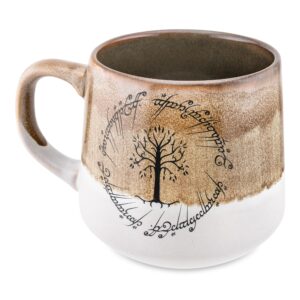 Silver Buffalo The Lord Of The Rings Gondor Elven Text Tapered Pottery Mug | Large Coffee Cup For Tea, Espresso, Cocoa | Holds 18 Ounces