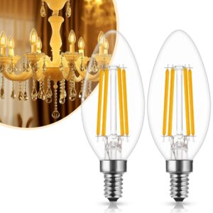 doresshop led light bulb, 40w equivalent e12 light bulbs led light bulb, edison bulbs, chandelier light bulbs, non-dimmable c35 edison filament candle bulbs, soft white light bulbs 2700k,decorative