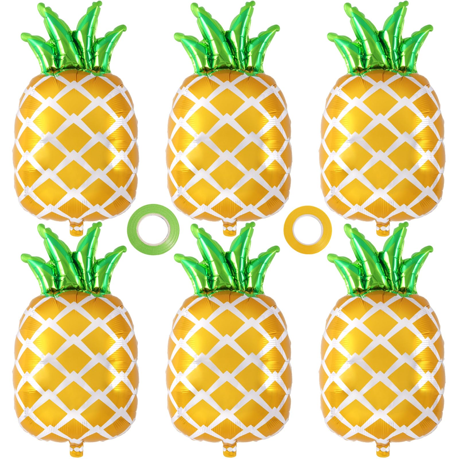 Pineapple Balloons, 6 Pcs Cute Pineapple Foil Balloons, Large Fruit Mylar Balloons for Pineapple Summer Themed Party Decoration Birthday Baby Shower