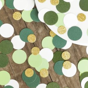 Green Confetti Golden Greenery Glitter Paper Scatter Table Decoration Surprise Craft Supplies Birthday Party Bridal Baby Shower Party Wedding Gift Circle Dots Decor 200 Pcs