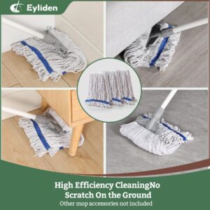 Eyliden 3 Pack Mop Heads Replacement, Universal Commercial Mops for Floor Cleaning, Looped-End Cotton Mop Head Refills for Multi-Surface, Home Industrial Wood Tile