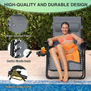 Suteck Zero Gravity Chairs Set of 2, Zero Gravity Lounge Chair w/Upgraded Lock, Big Cup Holder and Pillow, Reclining Patio Chairs Folding Recliner for Indoor and Outdoor