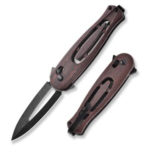 cohesion pocket knives & folding knives - d2 steel blade micarta handle reversible pocket clip, edc knife for camping