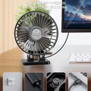 2Pack Desk Fan, USB Fan for Desk, Mini Desk Fan, 3 Speed Rotation Strong Wind, Protable Small Desktop Cooling Fan, Quite Mini Personal Fan for Home Office Table Bedroom Travel Curise(Black)