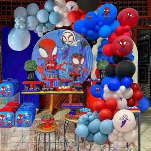 spider theme party decoration balloon garland set,spider birthday party supplies,foil and latex balloons for spider theme party decorations kids baby shower birthday party supplies