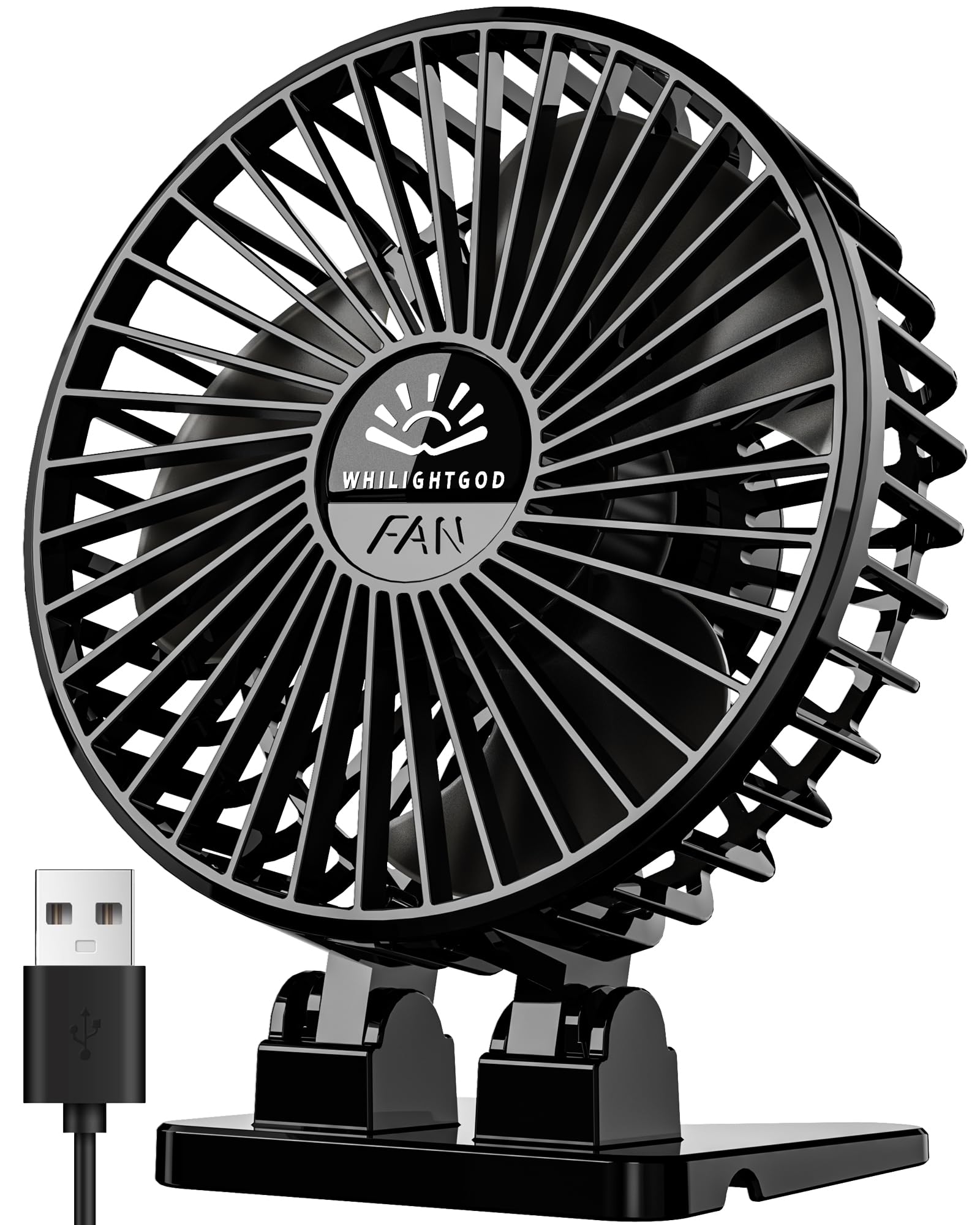 2Pack Desk Fan, USB Fan for Desk, Mini Desk Fan, 3 Speed Rotation Strong Wind, Protable Small Desktop Cooling Fan, Quite Mini Personal Fan for Home Office Table Bedroom Travel Curise(Black)