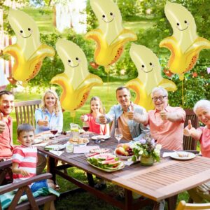 Banana Balloons, 6 Pcs Cute Banana Foil Balloons, 28 Inch Large Cute Fruit Mylar Balloons for Banana Themed Party Decoration Birthday Baby Shower