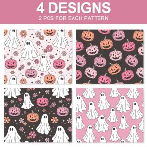 JarThenaAMCS 8 Sheet Halloween Little Boo Wrapping Paper -Not Roll- Pumpkin Ghost Gift Wrap Paper Folded Flat Art Paper for DIY Crafts Birthday Party Supplies, 19.7 x 27.6 Inch