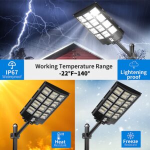 Ofuray 4800W Solar Street Lights Outdoor,460000Lm Solar Security Flood Lights Parking Lot Lights Commercial Dusk to Dawn, 6500k Waterproof Led with Remote Control Motion for Street,Court,Barn