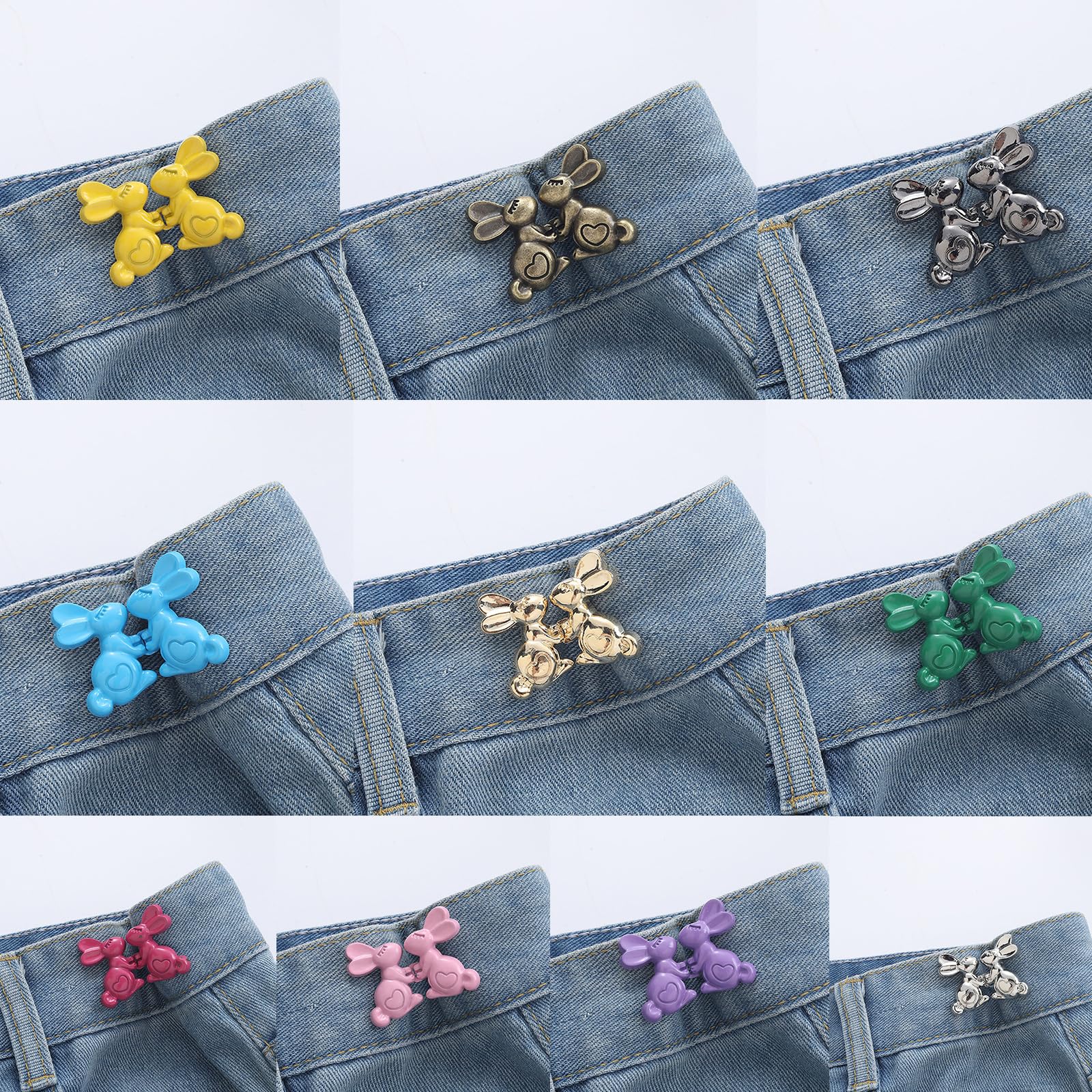 Tqyijhy Rabbit Tighten Waist Button For Women Skirt Pants Jeans Adjustable Waist Clip Metal Pins Clothing Accessories Waist Fasteners For Pants Pants Tightener For Waist Waist Adjuster For Pants