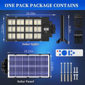 Ofuray 4800W Solar Street Lights Outdoor,460000Lm Solar Security Flood Lights Parking Lot Lights Commercial Dusk to Dawn, 6500k Waterproof Led with Remote Control Motion for Street,Court,Barn