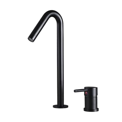 MIYANXI Brushed Gold Basin Faucet 5 Colors Single Handle Widespread Bathroom Sink Mixer Tap Deck Mounted Bathtub Mixers Crane,Kitchen Sink Faucet, Black, WJ5501