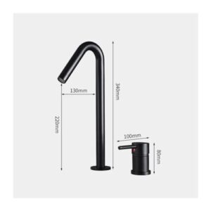 MIYANXI Brushed Gold Basin Faucet 5 Colors Single Handle Widespread Bathroom Sink Mixer Tap Deck Mounted Bathtub Mixers Crane,Kitchen Sink Faucet, Black, WJ5501