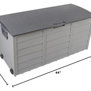 Gerrit All Weather UV Pool Deck Box Storage Shed Bin Backyard Patio Outdoor w/Wheel