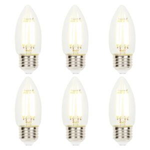 westinghouse 5309020 6.5 watt (100 watt equivalent) b11 dimmable clear filament led light bulb, medium base, 6 pack