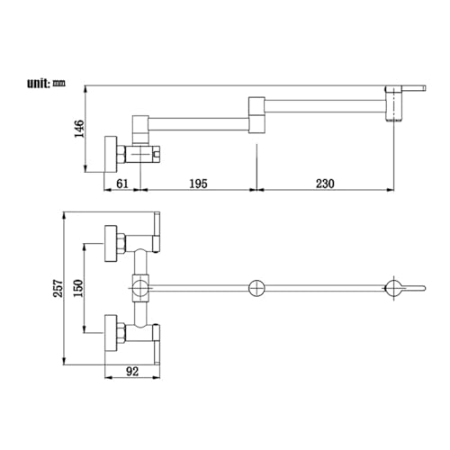 LIANTE Wall Mounted Cold and Hot Kitchen Faucet Balcony Laundry Sink Folding Double Switch Sink Stretching Sink Bathtub Faucet Gold,Kitchen Faucet