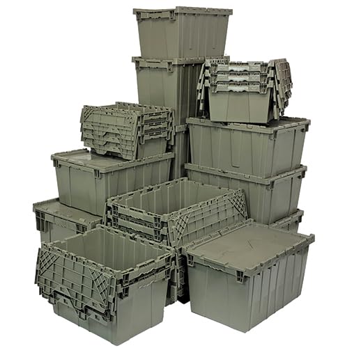 FSE Quantum QDC2115-9 Distribution Containers, Attached lid, Heavy-Duty, 21-3/4"L x 14-7/8"W x 9-5/8"H, Gray, Made in USA