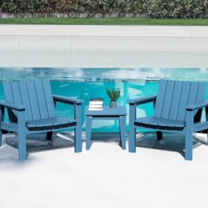 SERWALL Adirondack Chair Set, Includes Adirondack Chairs Set of 4 and 2 Piece Outdoor Side Table- Navy