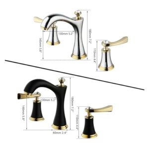 ZOOMLAND Matte Black Gold Bathroom Faucet Base Handle Chrome Plated Brass 3 Piece Bathtub Basin Faucet Taps,Kitchen faucets, BWJ-681