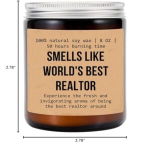 Smells Like World's Best Realtor Candle - Realtor Gift - Gift for Realtor - Real Estate Agent Gift - Salesperson - Glass Candle Jar - Non-Toxic Ingredients