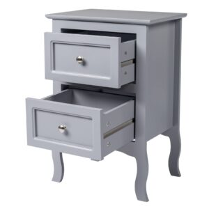 Bonnlo Gray Nightstand Set of 2, Nightstands with 2 Drawers, Bed Side Table/Night Stand, Small Nightstand for Bedroom, Small Spaces, College Dorm, Kids’ Room, Living Room, Wood, 16W x 12D x 24H, Grey