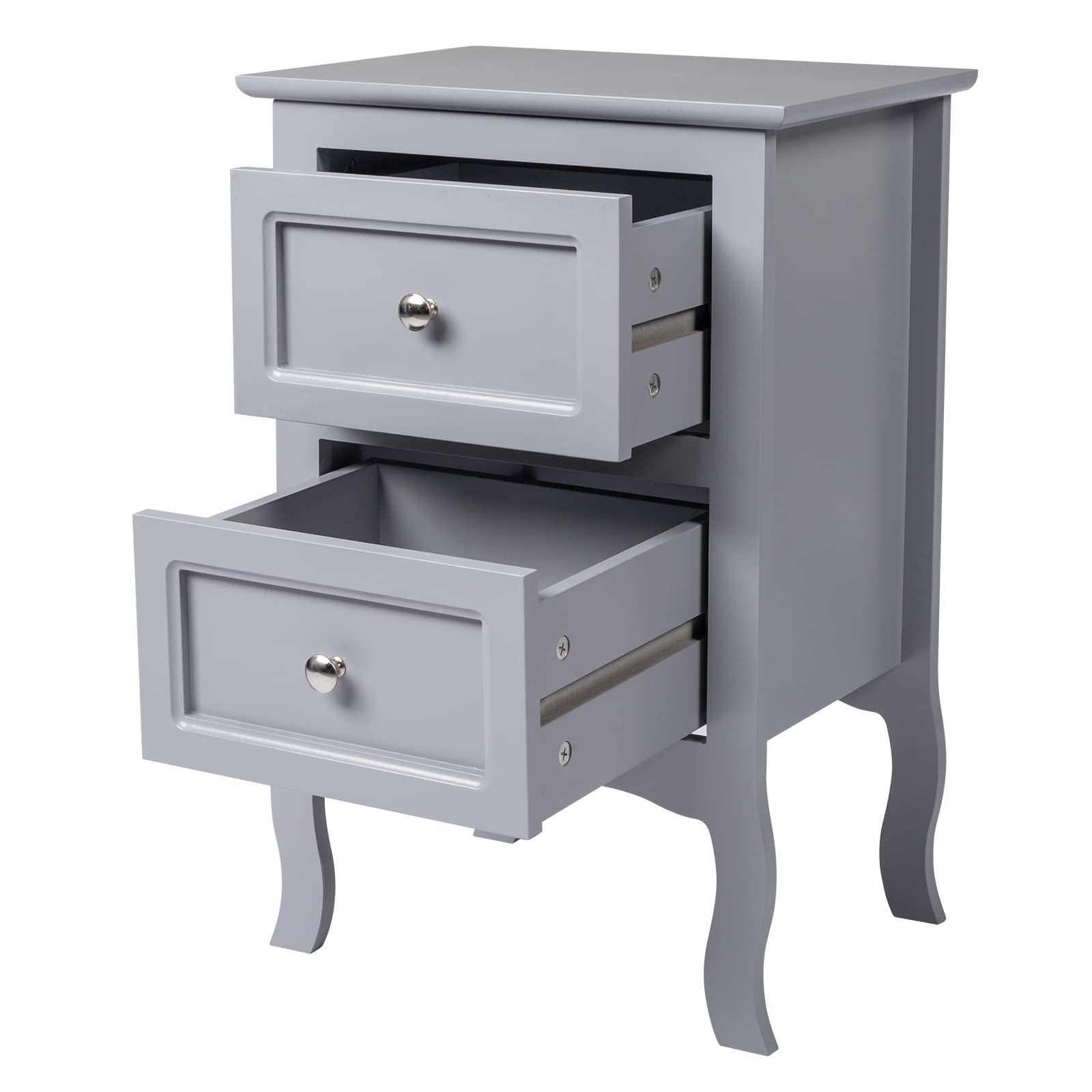 Bonnlo Gray Nightstand Set of 2, Nightstands with 2 Drawers, Bed Side Table/Night Stand, Small Nightstand for Bedroom, Small Spaces, College Dorm, Kids’ Room, Living Room, Wood, 16W x 12D x 24H, Grey