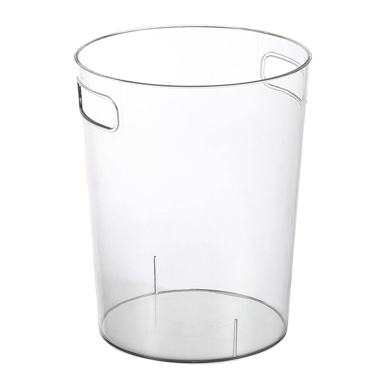 Sleek Round Clear Waste Basket Desktop Trash Bin with Convenient Handles for Home or Office, 15x15cm