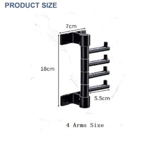 Generic Metal Vertical Hooks Rack with 3 Rotatable Arms Black Swivel Towel Hook for Bathroom Kitchen Towel Item Storage Swivel Towel Rack Wall Mounted for Bathroom Accessories