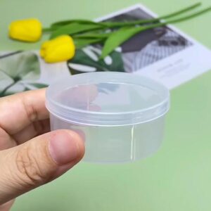 Farmer Mani 12 Pcs Clear Plastic Round Storage Jars, 1.7 oz Beads Storage Containers Box for Storage Small Items, Hardware, Buttons, Small Jewelry