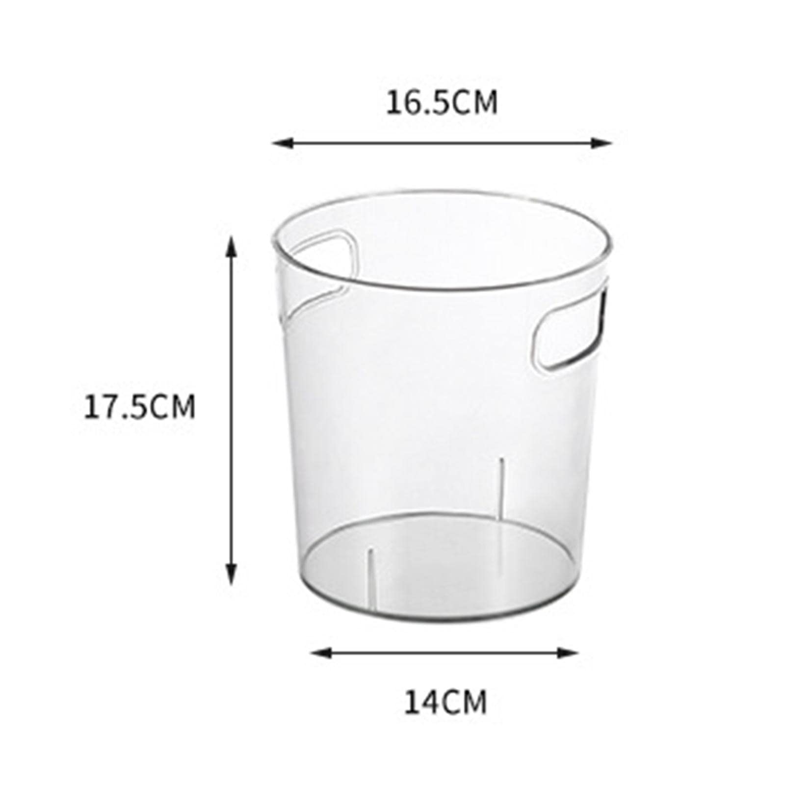 Sleek Round Clear Waste Basket Desktop Trash Bin with Convenient Handles for Home or Office, 15x15cm